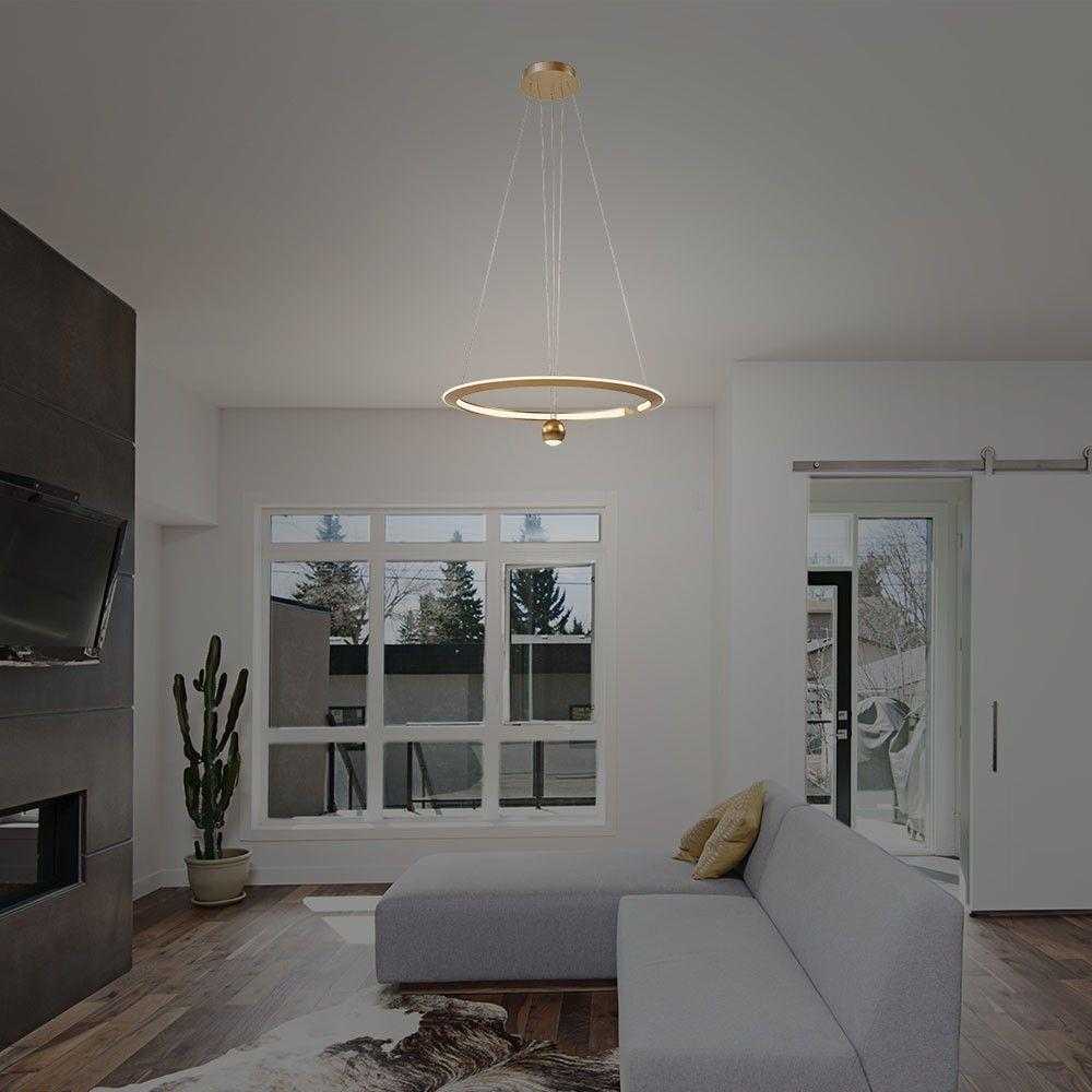 V-tac 45W LED pakabinamas šviestuvas, aukso sp., 3000K
