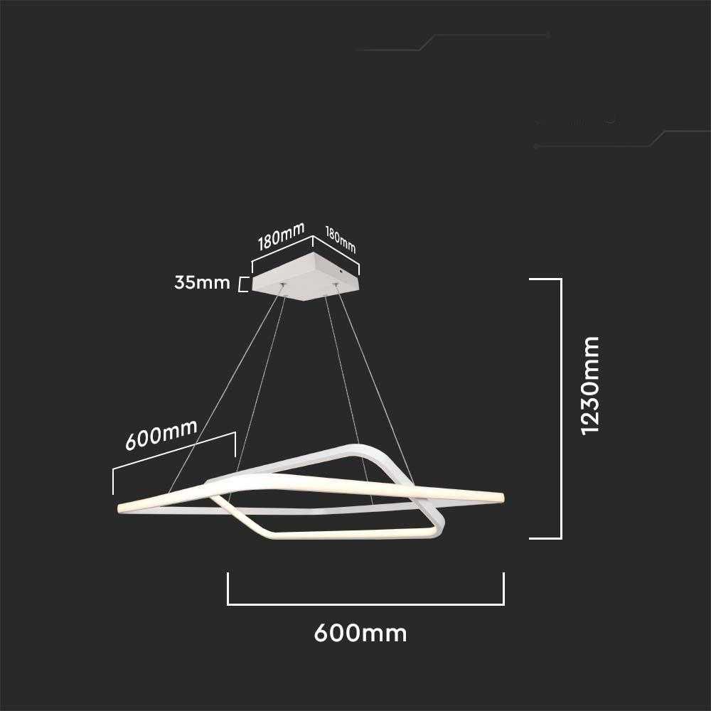 V-tac 48W LED pakabinamas šviestuvas, baltas, 3000K, dimeriuojamas