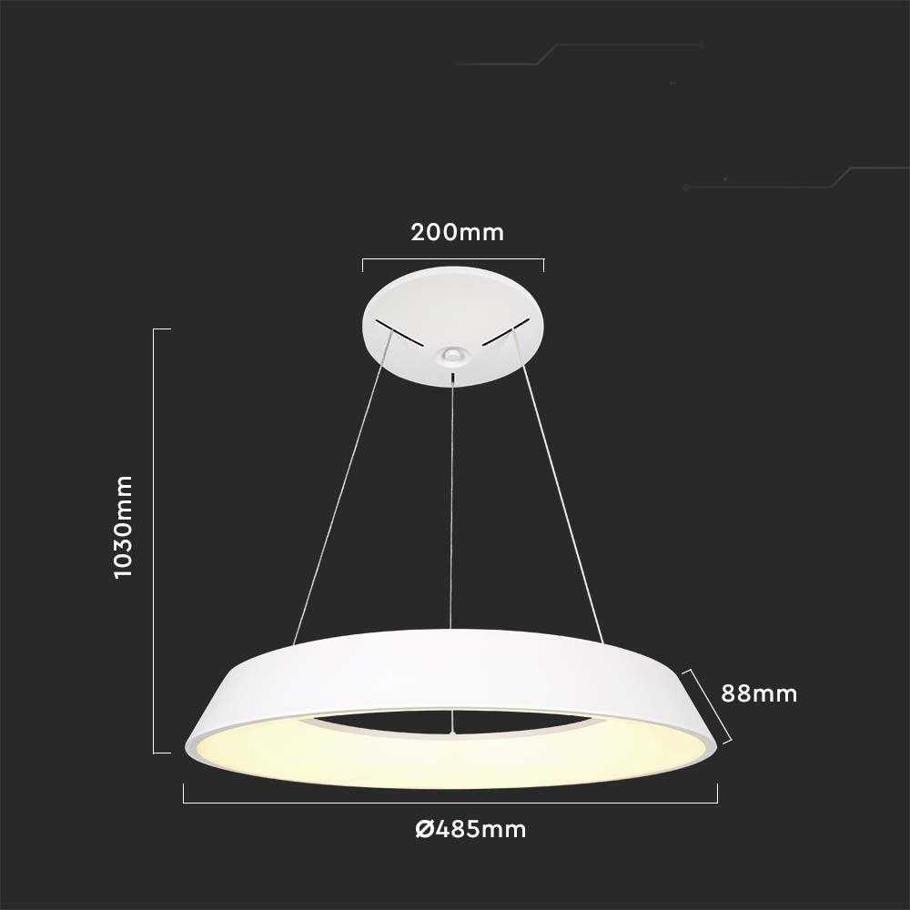 V-tac 48W LED pakabinamas šviestuvas, baltas, 3000K, dimeriuojamas