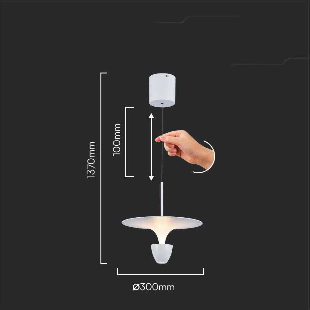 V-tac 9W LED pakabinamas šviestuvas, baltas, 3000K