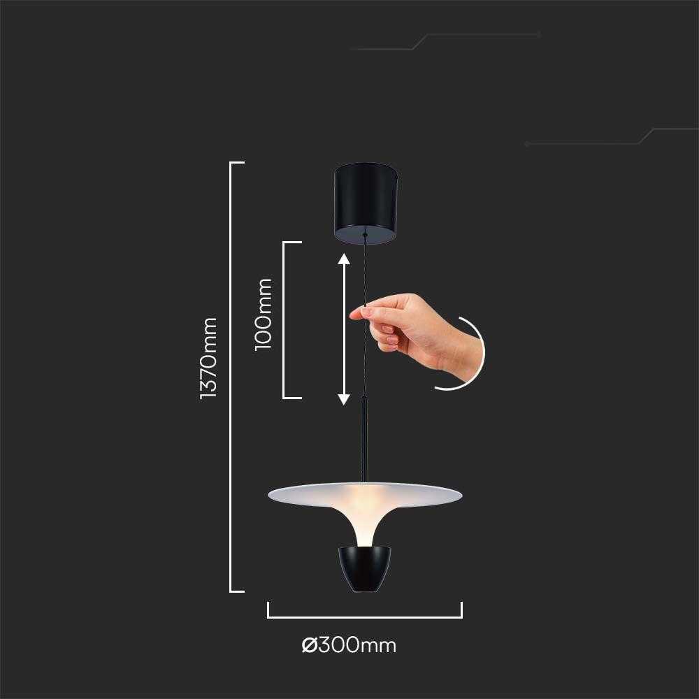 V-tac 9W LED pakabinamas šviestuvas, juodos/baltos sp., 3000K