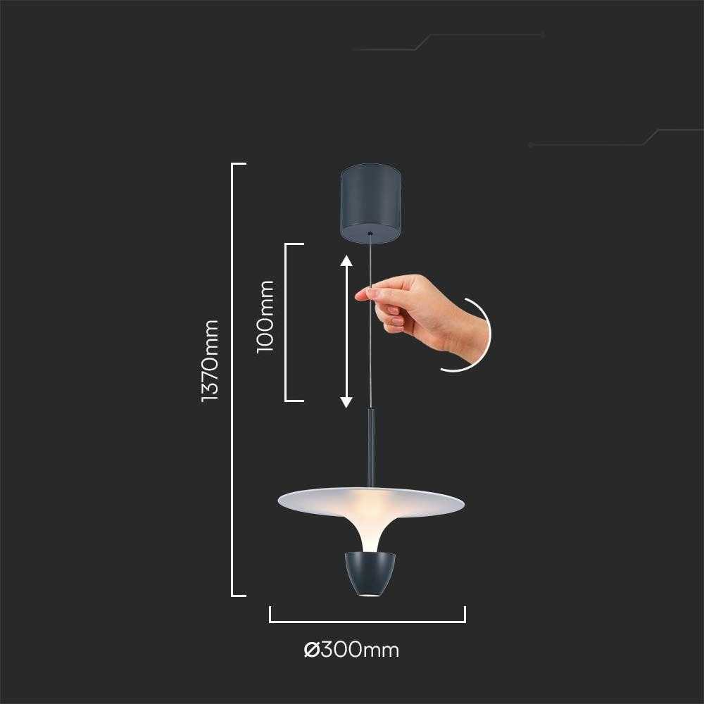 V-tac 9W LED pakabinamas šviestuvas, baltos/pilkos sp., 3000K