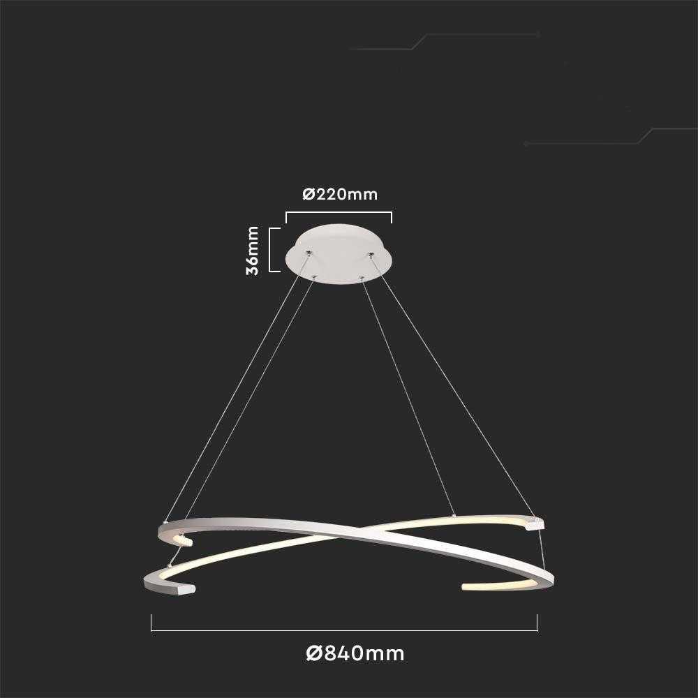 V-tac 48W LED pakabinamas šviestuvas, baltas, 3000K, dimeriuojamas