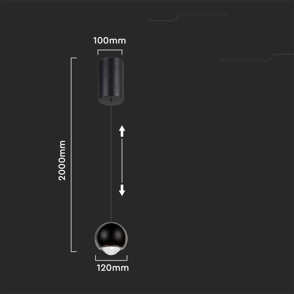 V-tac 5W LED pakabinamas šviestuvas, juodas, 3000K