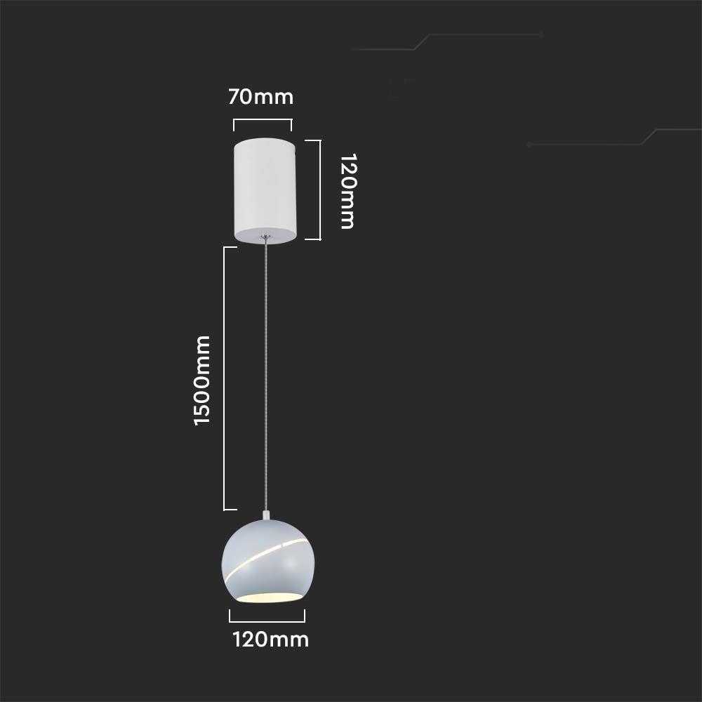 V-tac 8,5W LED pakabinamas šviestuvas, baltas, 3000K
