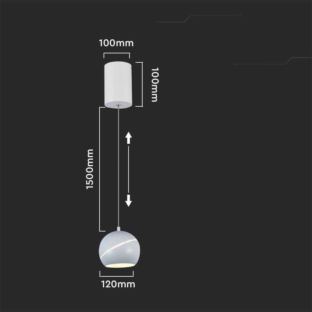 V-tac 8,5W LED pakabinamas šviestuvas, baltas, 3000K