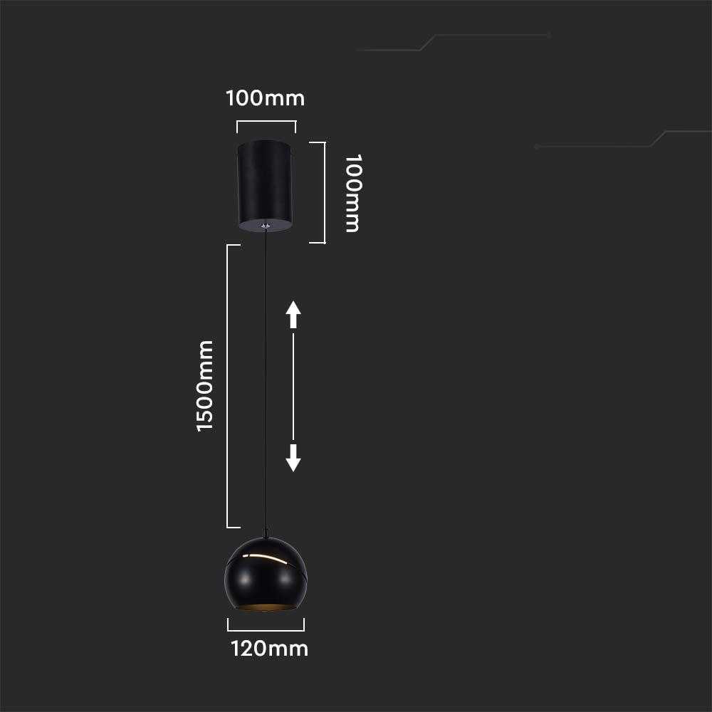 V-tac 8,5W LED pakabinamas šviestuvas, juodas, 3000K