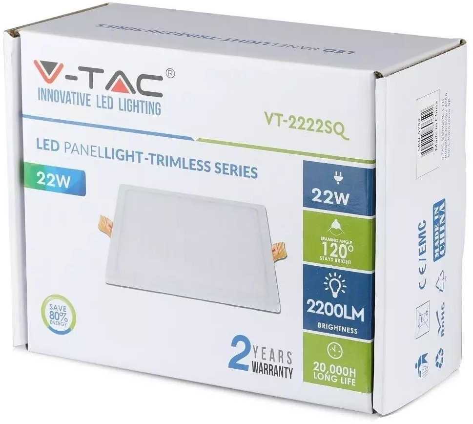 V-TAC LED panelė 22W 6000K 2200lm kvadratinė