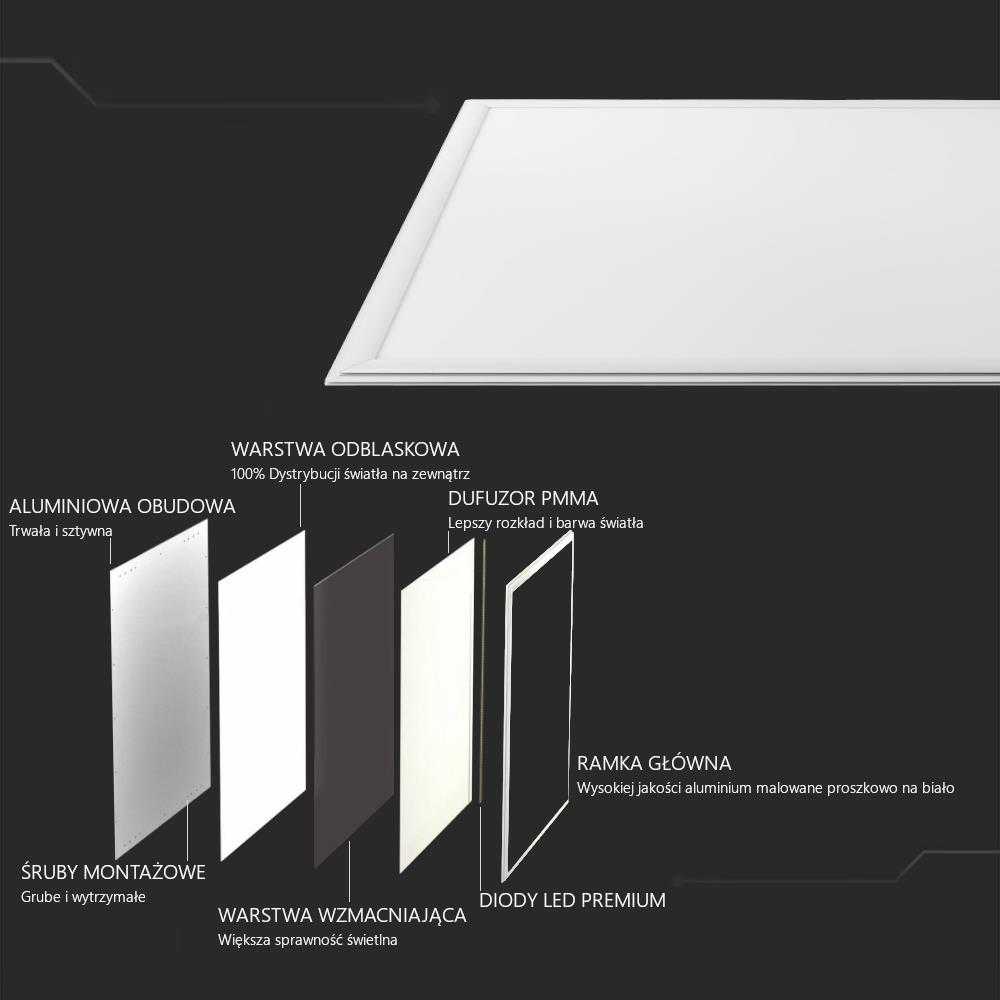 V-tac 29W LED panelė, 595 x 595 mm, 4000K, su maitinimo šaltiniu