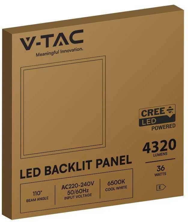 V-tac 36W LED panelė, 60x60cm, balta, 6500K, CREE LED chip