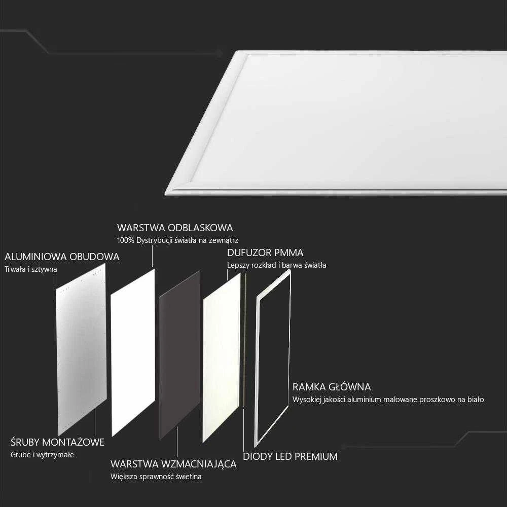 40W LED panelė V-TAC, 60x60cm, balta, 4500K. Komplektuojama su maitinimo šaltiniu.