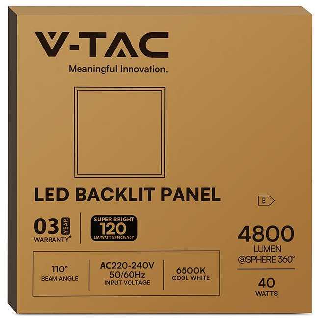 40W LED panelė SLIM, 60x60cm, balta, 6500K
