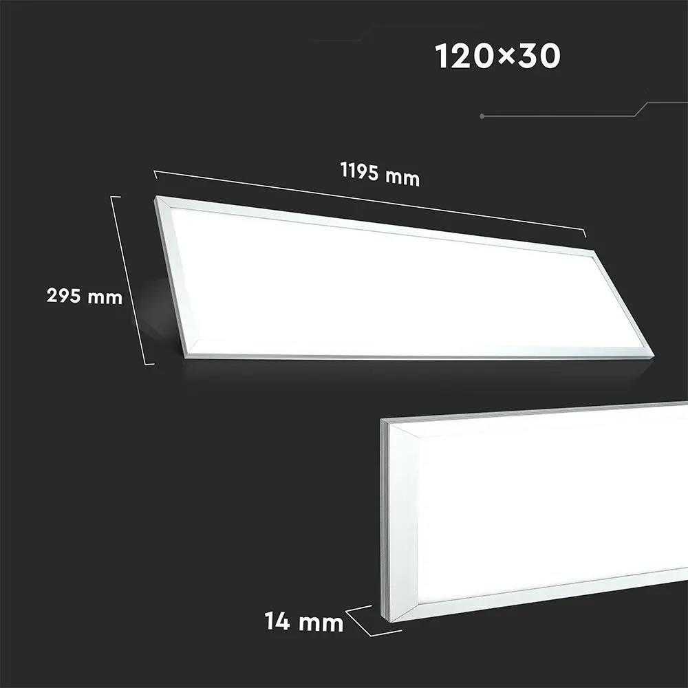 V-tac 45W LED Panelė 1200 x 300 mm, (3000K) šiltai balta, su maitinimo šaltiniu.