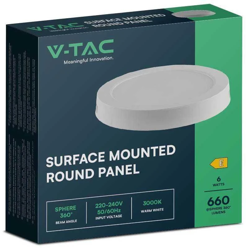 6W LED paviršinė panelė, balta, 3000K