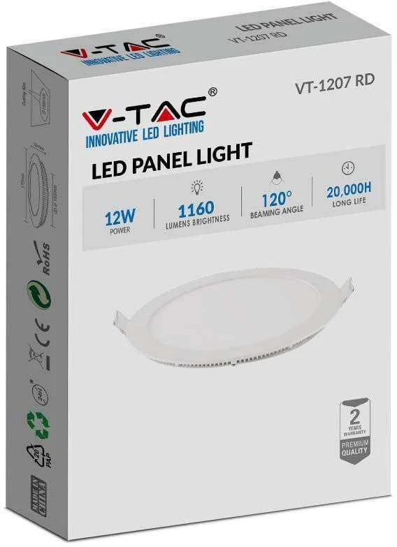 V-tac 12W LED įleidžiama panelė, balta, 4000K, su maitinimo šaltiniu