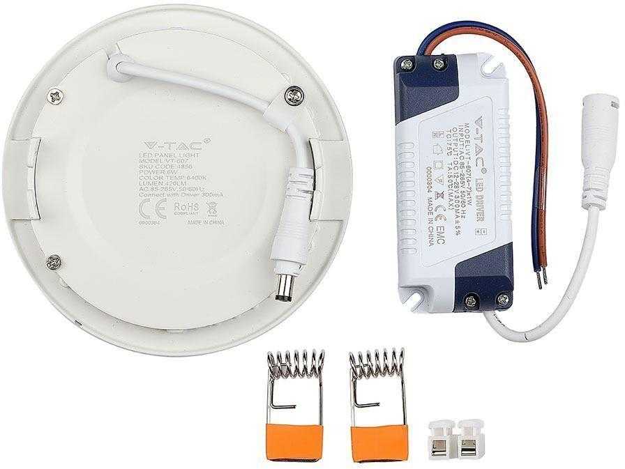 V-tac 6W LED įleidžiama panelė, balta, 6400K, su maitinimo šaltiniu