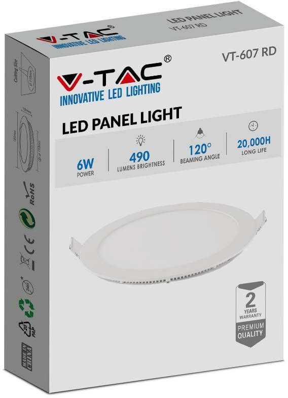 V-tac 6W LED įleidžiama panelė, balta, 4000K, su maitinimo šaltiniu