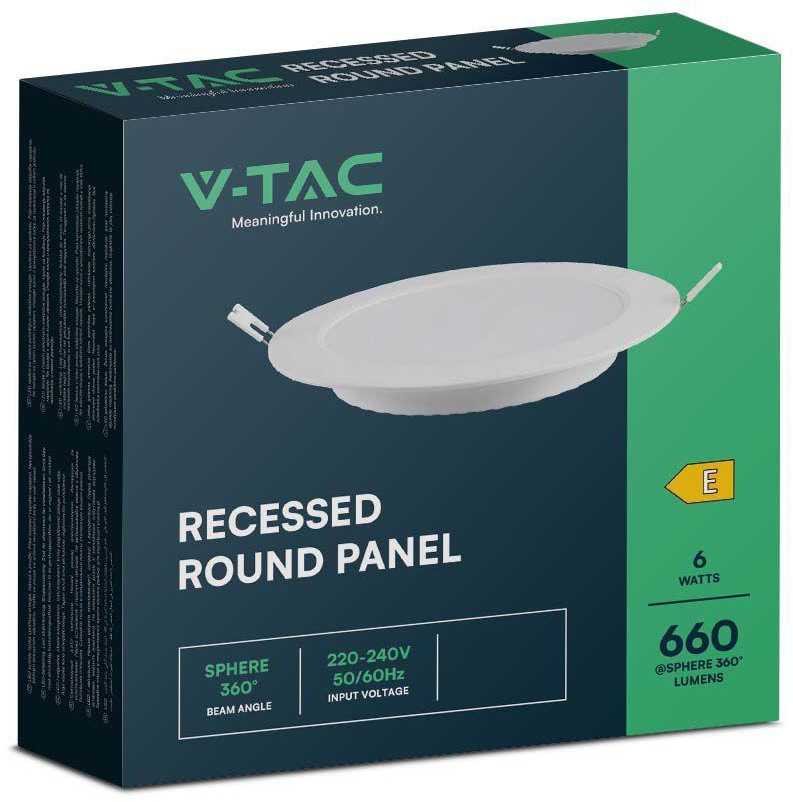 V-tac 6W LED įleidžiama panelė, balta, 6500K