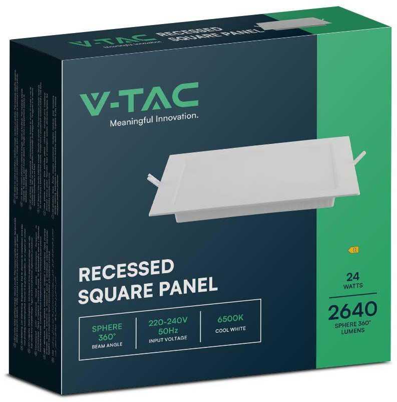 24W LED įleidžiama panelė, kvadratinė, balta, 6500K