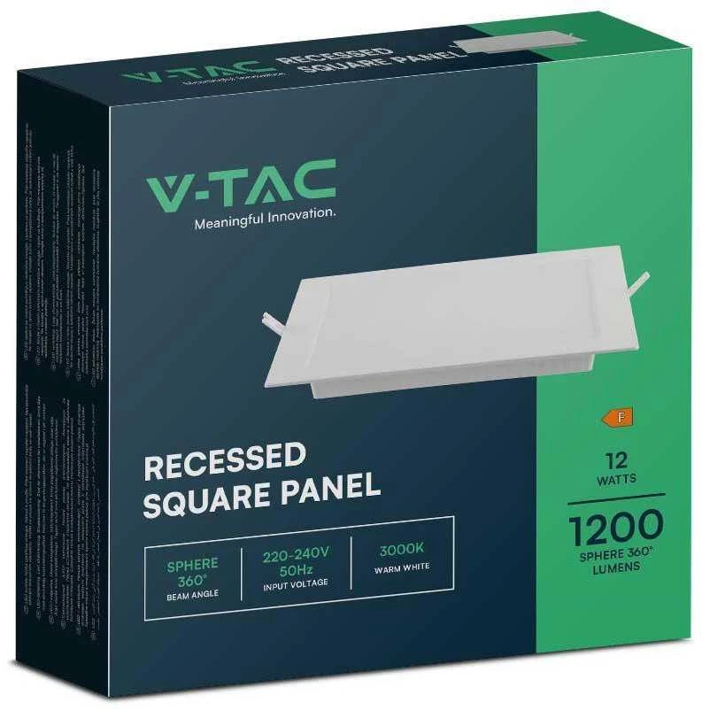 V-tac 12W LED įleidžiama panelė, kvadratinė, balta, 4000K