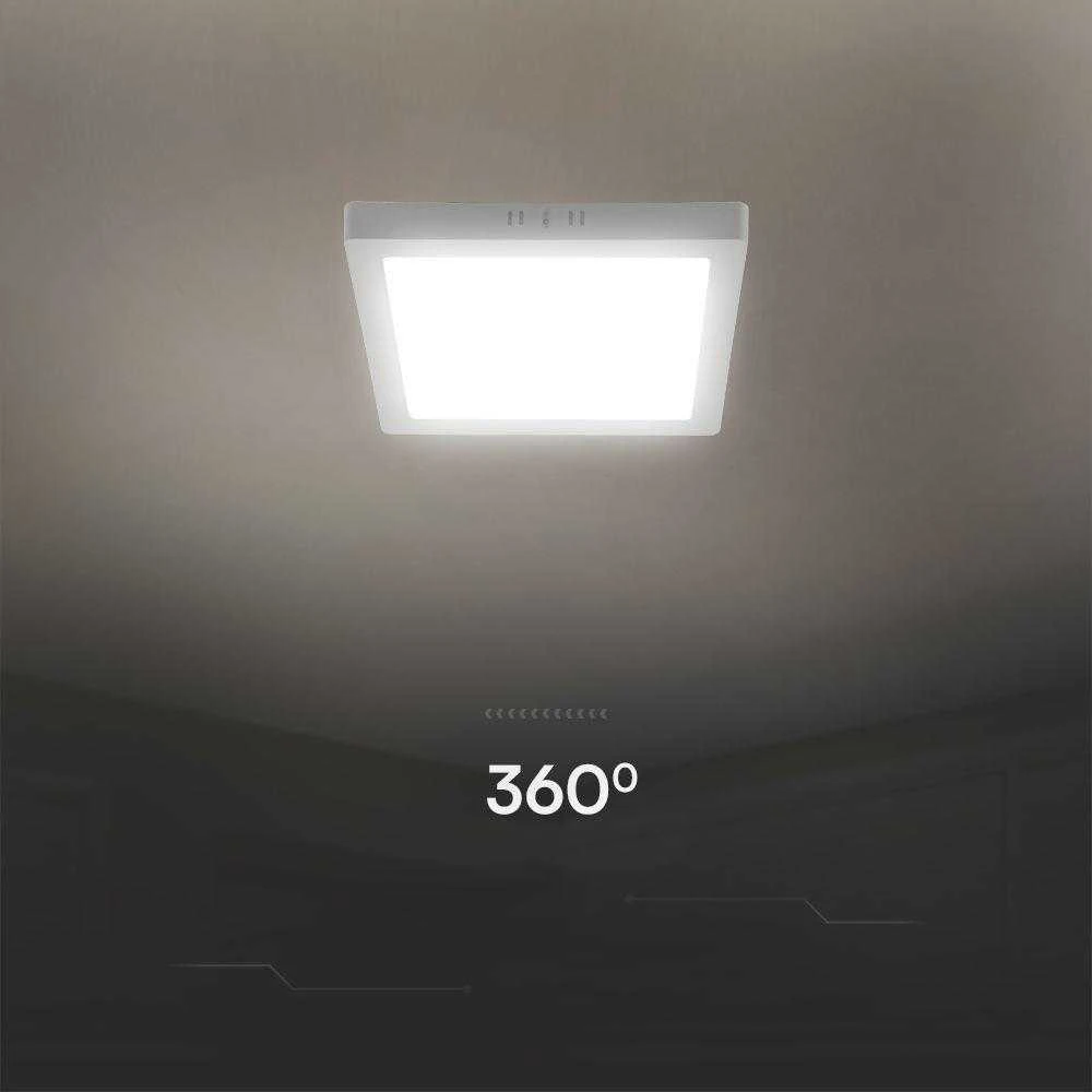 V-tac 18W LED paviršinė panelė, kvadratinė, balta, 3000K, SAMSUNG LED chip