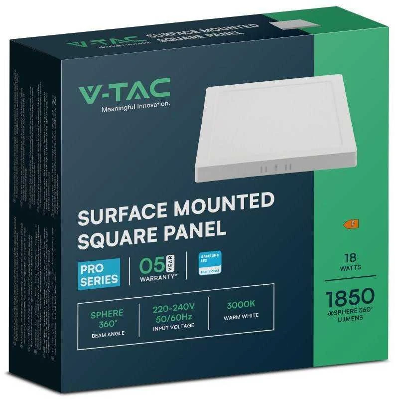 V-tac 18W LED paviršinė panelė, balta, 4000K, SAMSUNG CHIP