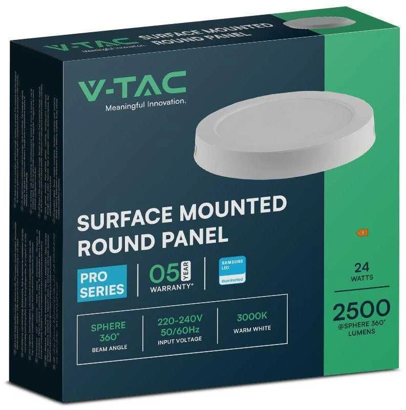 V-tac 24W LED paviršinė panelė, balta, 3000K, SAMSUNG CHIP