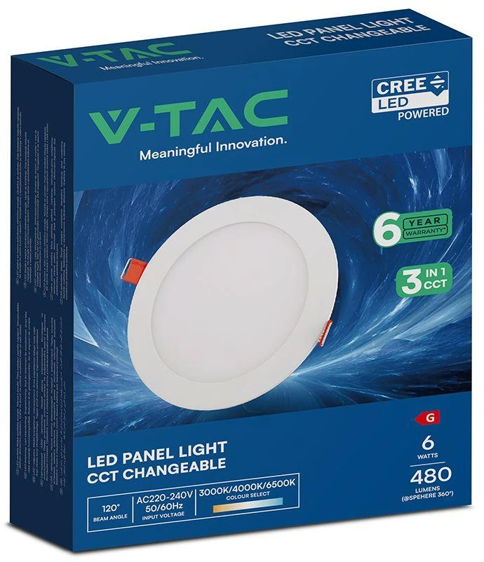 6W LED įleidžiama panelė, balta, 3000/4000/6500K, CREE LED chip