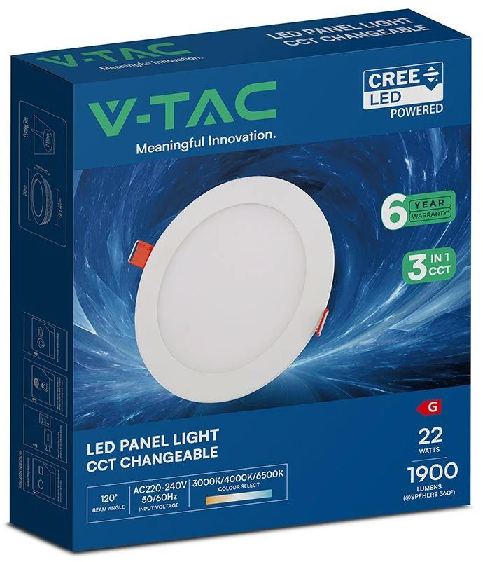 22W LED įleidžiama panelė, balta, 3000/4000/6500K, CREE LED chip