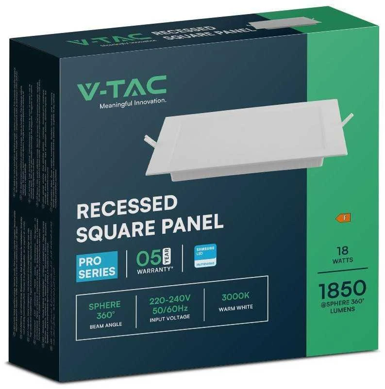 V-tac 18W LED įleidžiama panelė, balta, 6500K, SAMSUNG CHIP