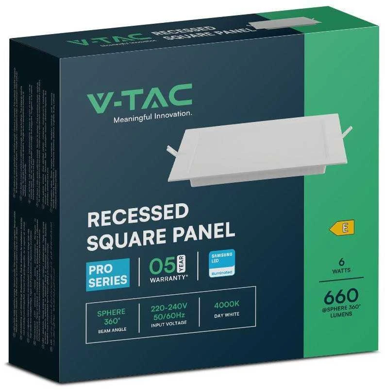 6W LED įleidžiama panelė, kvadratinė, balta, 4000K, SAMSUNG LED chip