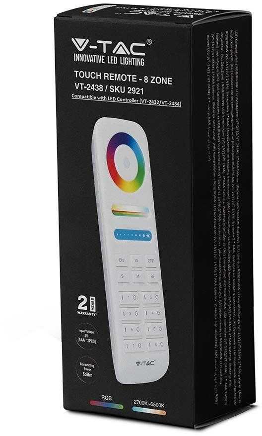 V-tac LED juostos nuotolinio valdymo pultas, 8 zonų