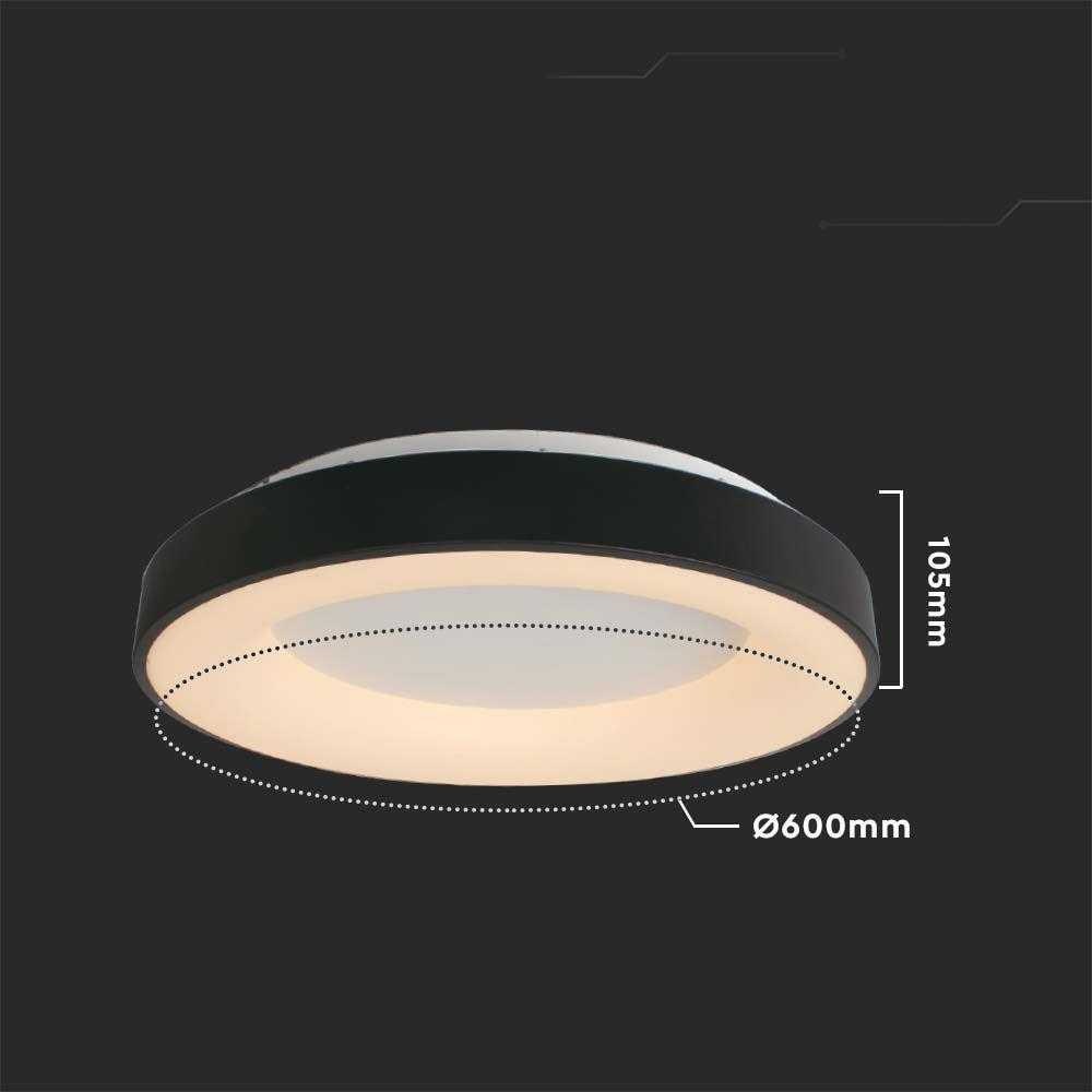 Lubinis šviestuvas V-tac 49W LED paviršinis šviestuvas, juodas, 3000K, dimeriuojamas