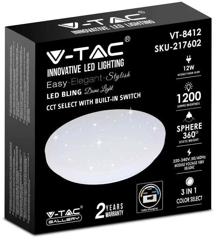 Sieninis šviestuvas V-tac 12W paviršinis šviestuvas, baltas, 3000/4000/6400K