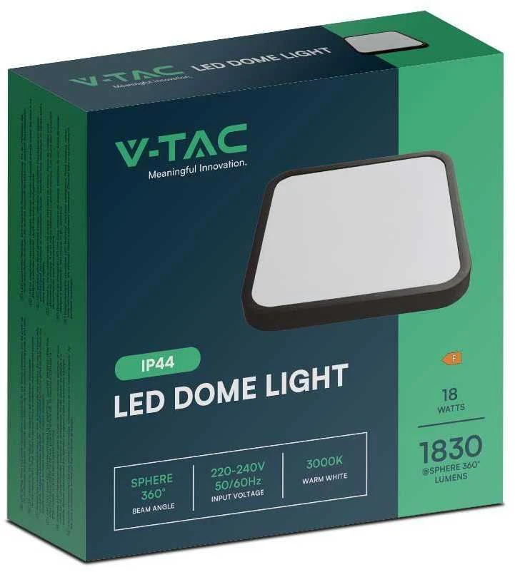 Sieninis šviestuvas 18W LED paviršinis šviestuvas, kvadratinis, juodu korpusu, 4000K, IP44