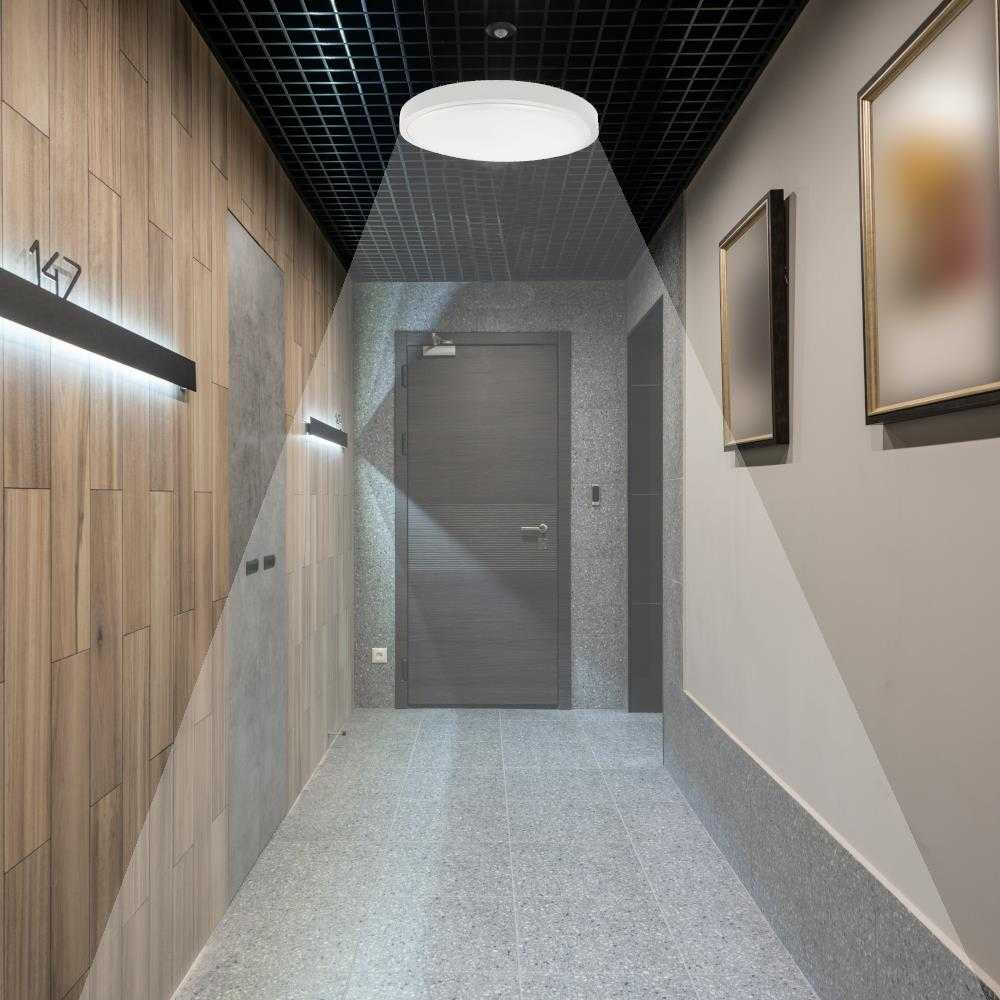 Lubinis šviestuvas 18W LED paviršinis šviestuvas, baltas, 6500K, IP44, su judesio davikliu