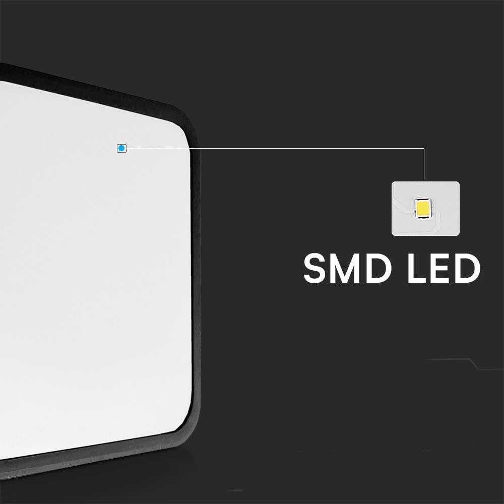 Sieninis šviestuvas 24W LED paviršinis šviestuvas, kvadratinis, juodu korpusu, 6500K, IP44
