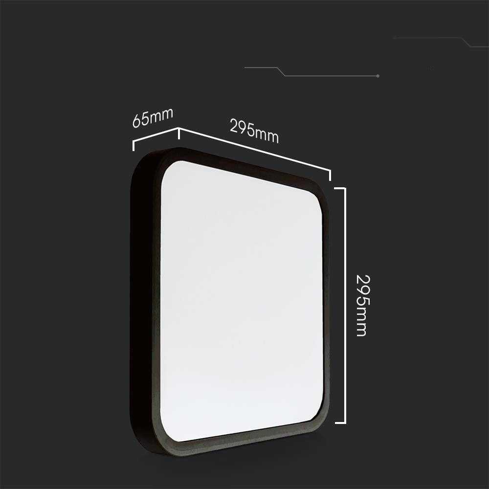 Sieninis šviestuvas 24W LED paviršinis šviestuvas, kvadratinis, juodu korpusu, 6500K, IP44