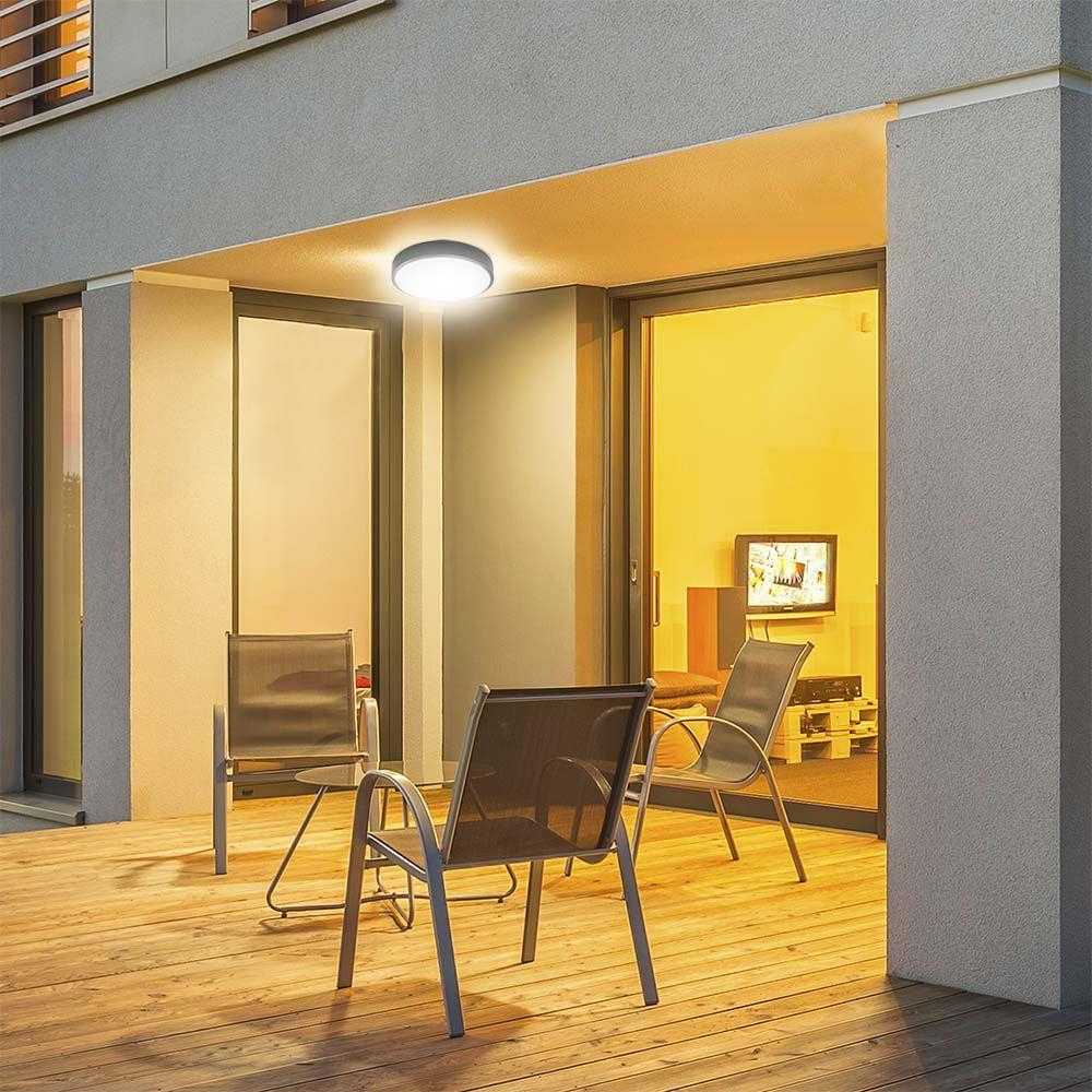 Sieninis šviestuvas 24W LED paviršinis šviestuvas, juodu korpusu, 6500K, IP44