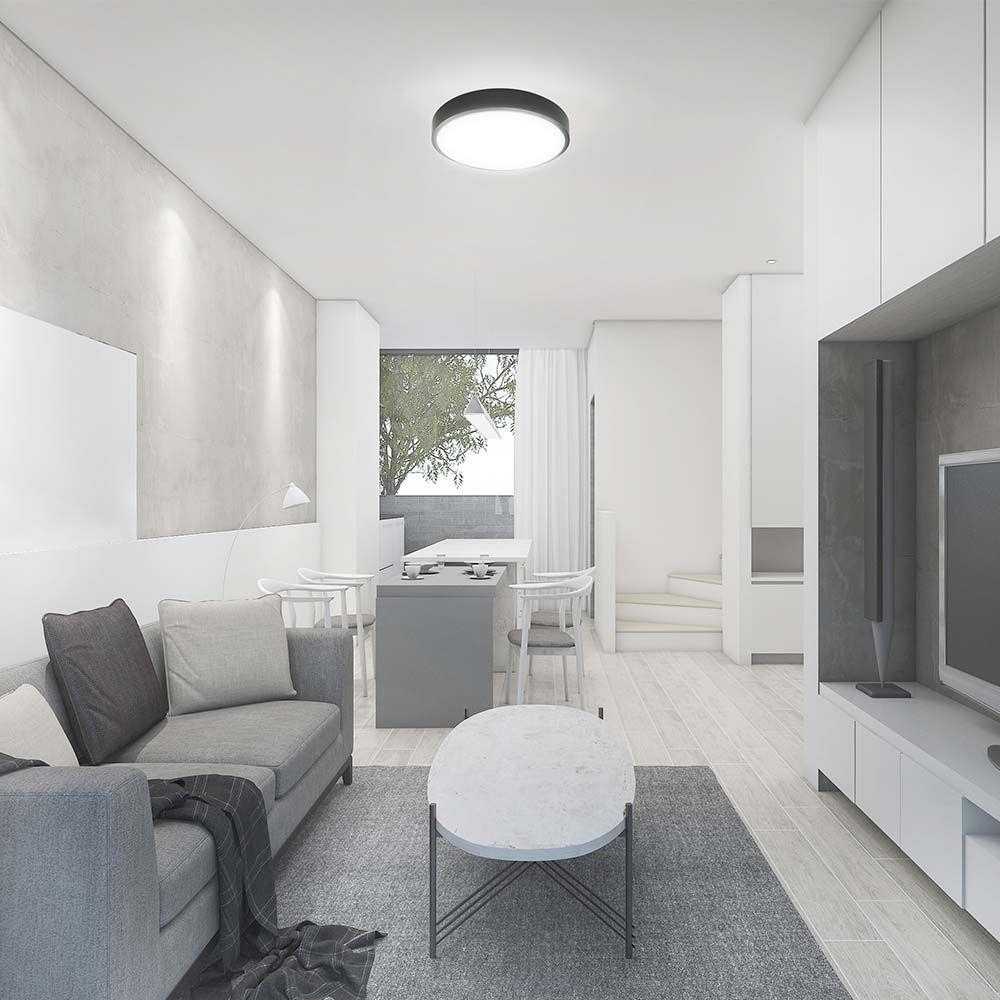 Sieninis šviestuvas 24W LED paviršinis šviestuvas, juodu korpusu, 6500K, IP44