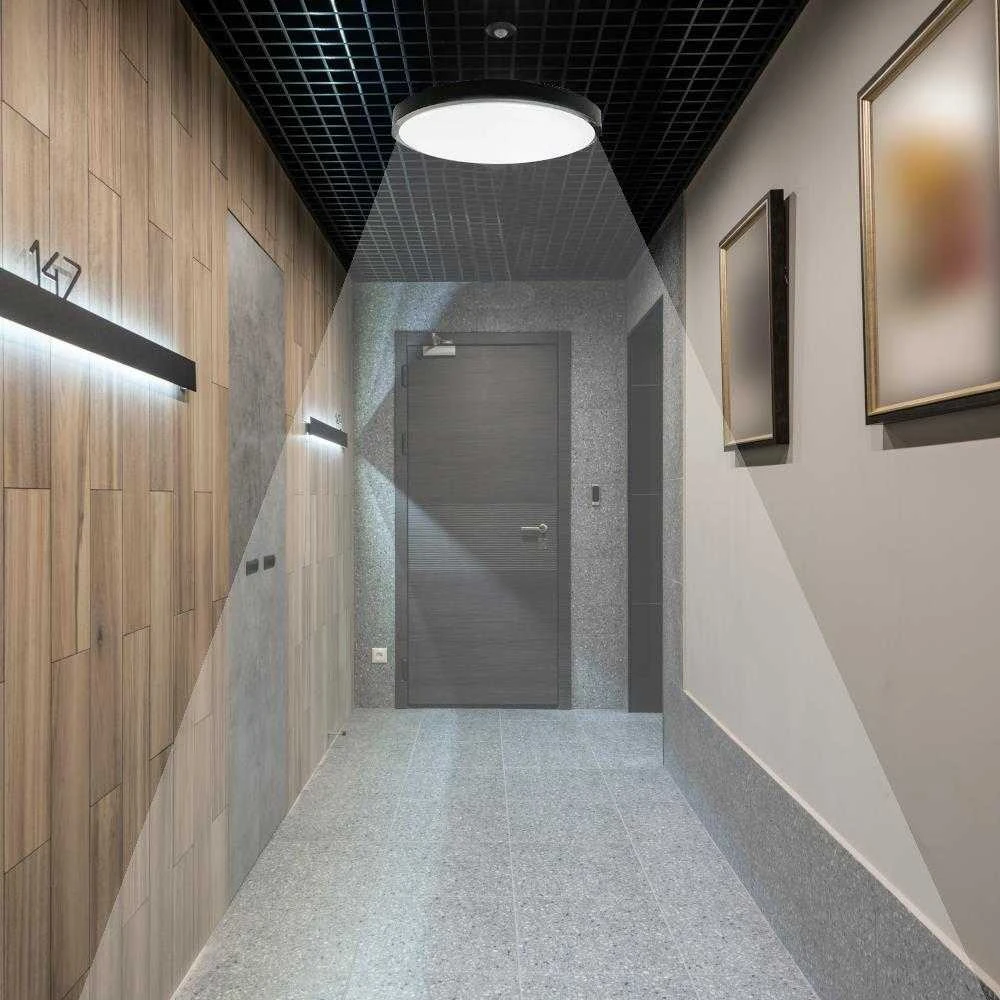 Sieninis šviestuvas V-tac 24W LED paviršinis šviestuvas, juodu korpusu, 4000K, IP44, su judesio davikliu