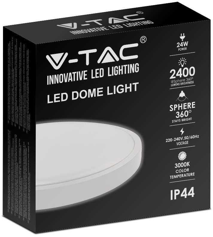 Sieninis šviestuvas V-tac 24W LED paviršinis šviestuvas, baltas, 6500K, IP44