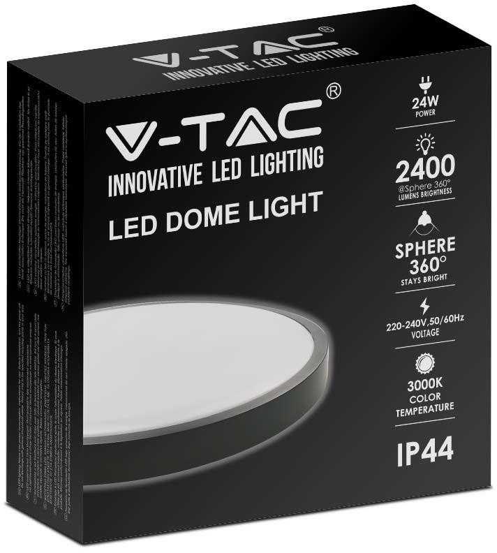 Lubinis šviestuvas V-tac 24W LED paviršinis šviestuvas, juodu korpusu, 4000K, IP44