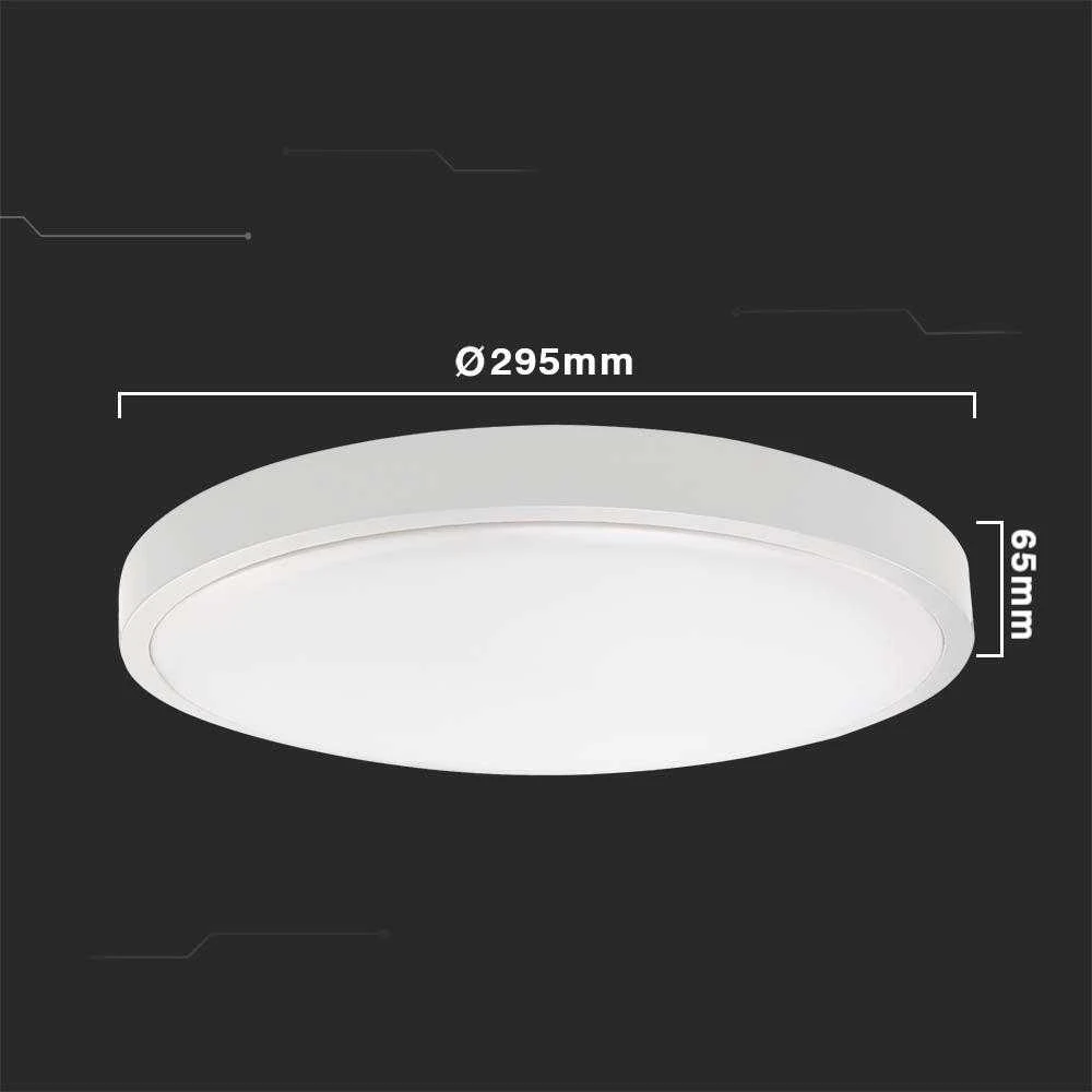 Lubinis šviestuvas V-tac 24W LED paviršinis šviestuvas, baltas, 4000K, IP44, su judesio davikliu