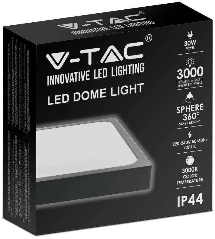 Lubinis šviestuvas V-tac 30W LED paviršinis šviestuvas, juodas, 6500K, IP44
