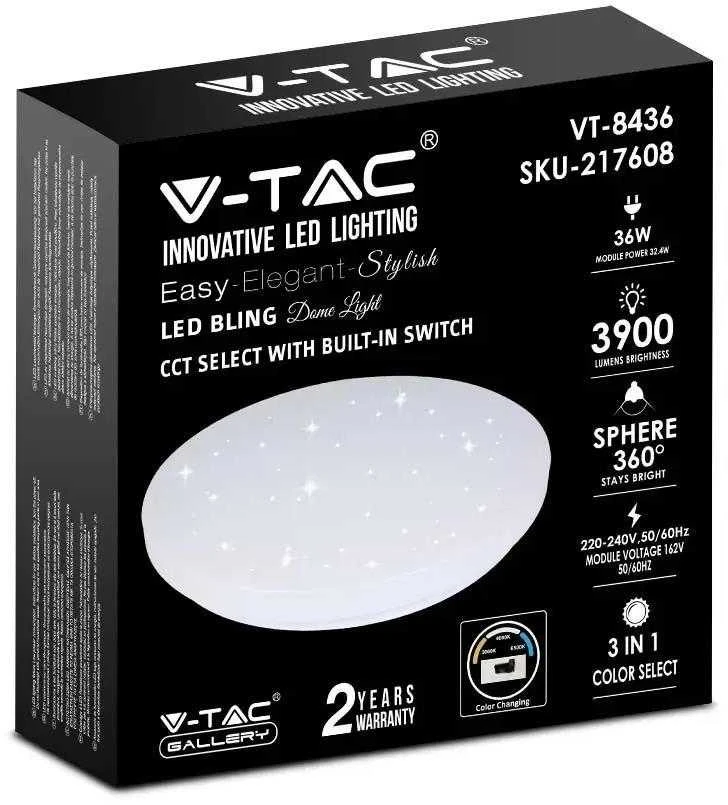 Sieninis šviestuvas V-tac 36W paviršinis šviestuvas, baltas, 3000/4000/6400K