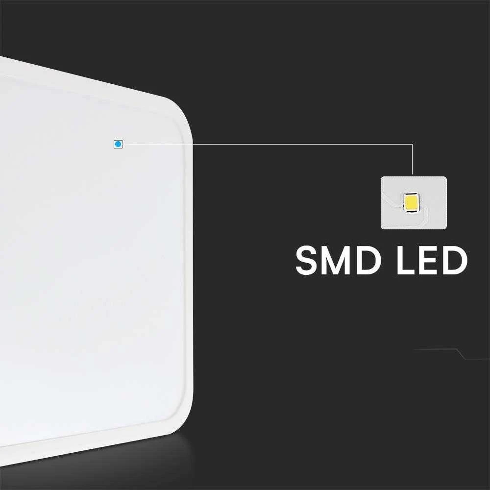 Lubinis šviestuvas V-tac 36W LED paviršinis šviestuvas, kvadratinis, baltas, 4000K, IP44, su judesio davikliu