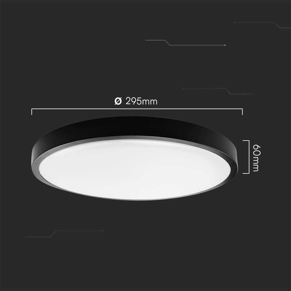 Sieninis šviestuvas V-tac 36W LED paviršinis šviestuvas, juodu korpusu, 6500K, IP44