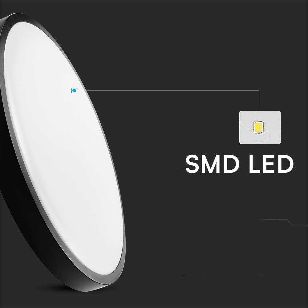 Sieninis šviestuvas V-tac 36W LED paviršinis šviestuvas, juodu korpusu, 6500K, IP44