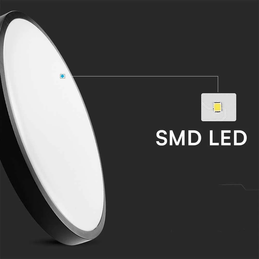 Lubinis šviestuvas V-tac 36W LED paviršinis šviestuvas, juodu korpusu, 4000K, IP44, su judesio davikliu